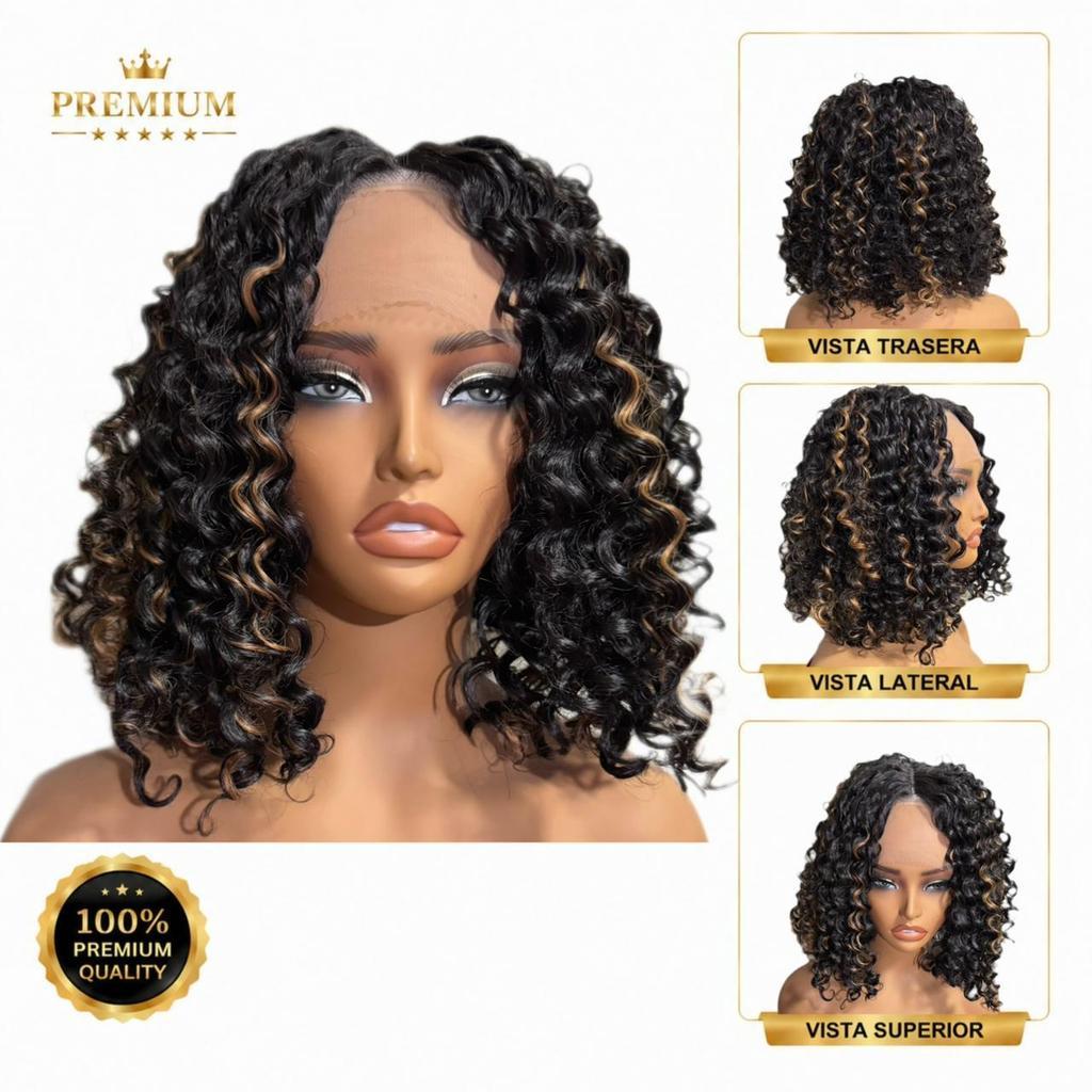 TopHair Peruca Lace Front 13×6 Repartição Fixa 40cm Fibra Bio Orgânica Natural Cabelo Volume Natural Com Divisão Central