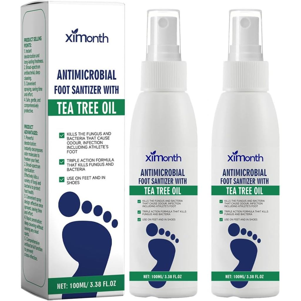 2PCS Spray para Pés com Óleo de Tea Tree, Spray para Pés com Óleo de Tea Tree, Frescor para Pés e Calçados, Secagem Rápi