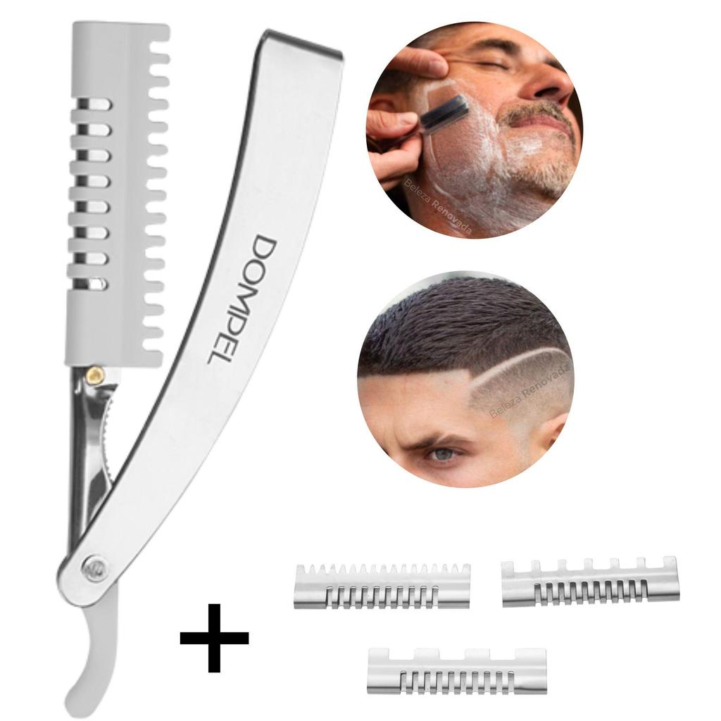 Navalha Profissional Retrátil P/ Desfiar Cabo Inox P/ Barba · foto 2