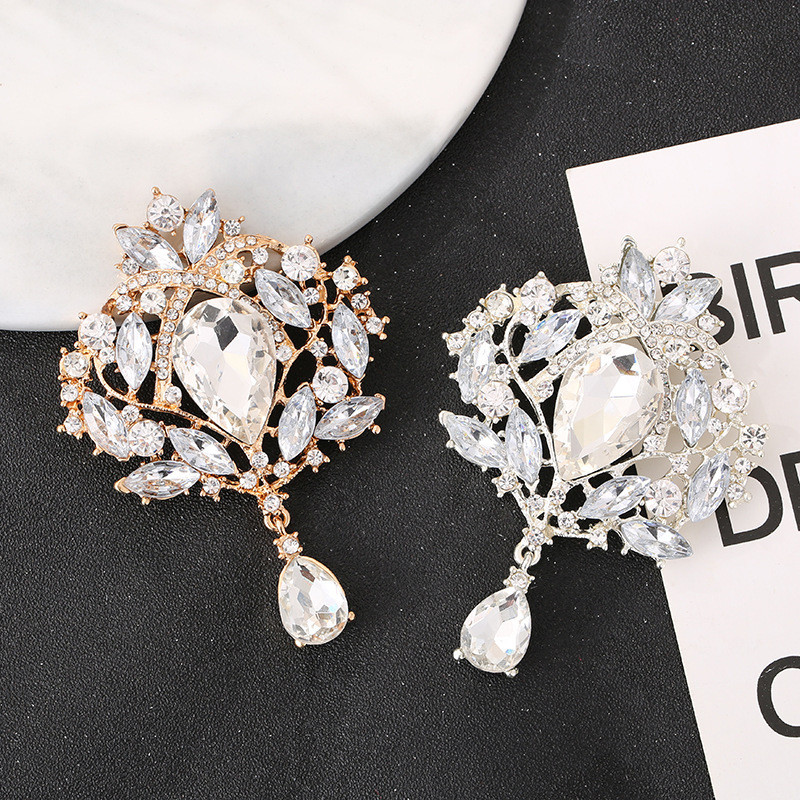 Broche e pingente em formato de gota, estilo europeu e americano, acessório de dupla função para mulheres, broche de lig