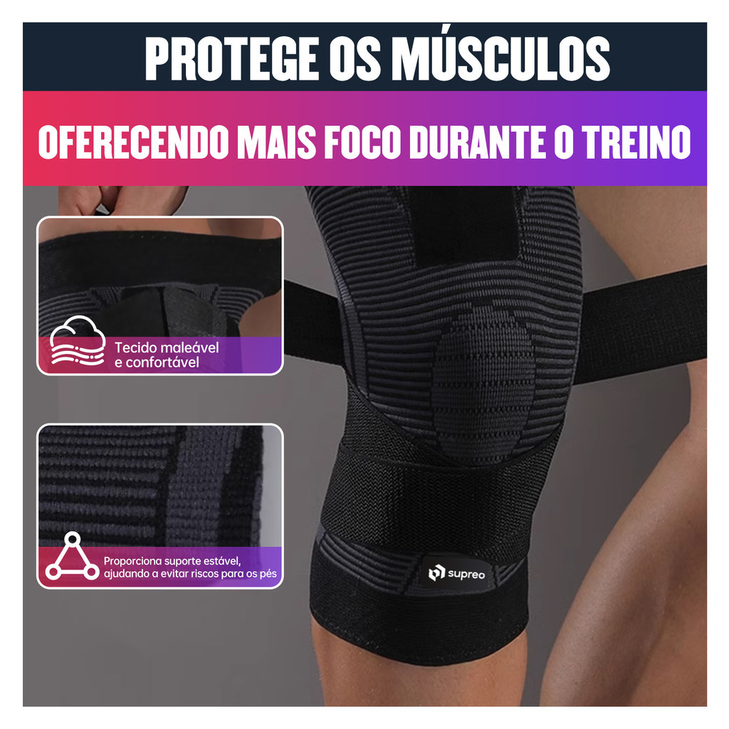 Joelheira Ortopedica De Compressao 360 Protetor Musculacao Exercicios Academia Crossfit Faixa Elastica Suporte Patela