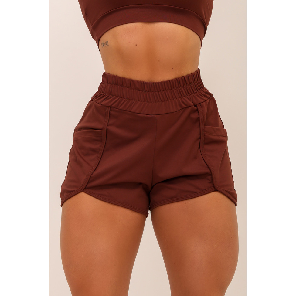 SHORT FEMININO CORRIDA POLIAMIDA COM BOLSO ZERO TRANSPARÊNCIA