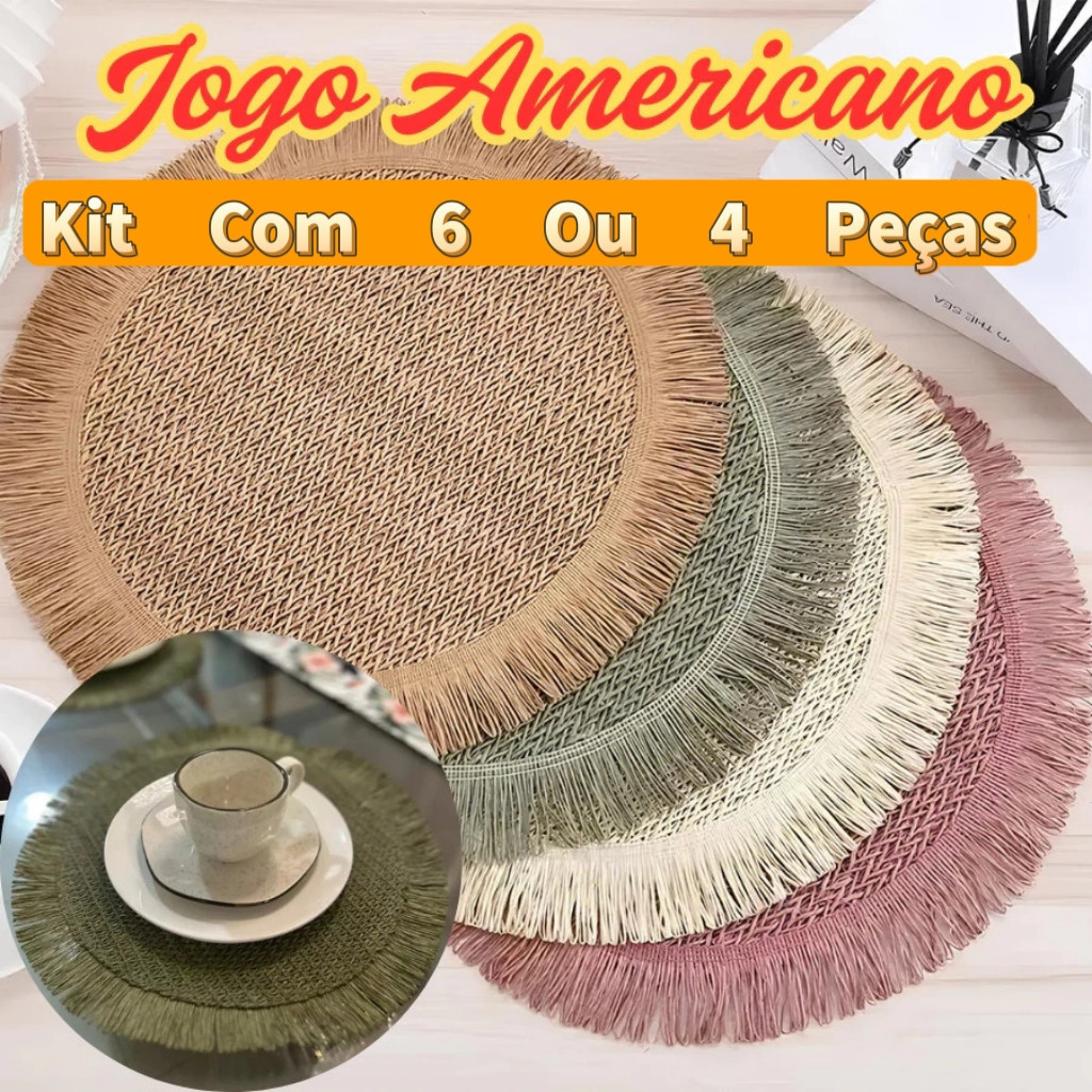 Jogo Americano Descanso De Mesa Jantar Flexível Kit Com 6 Ou 4 Peças 38Cm Elegante E Rústico