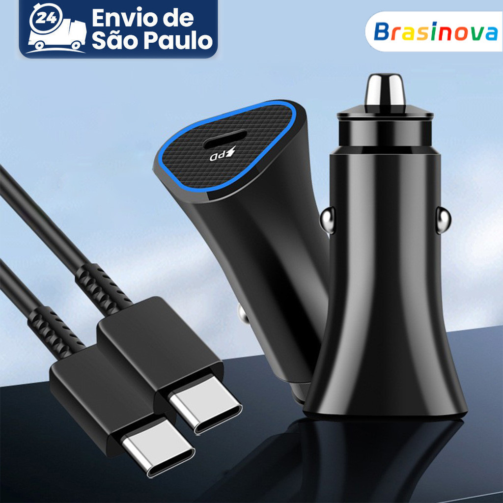 Carregador de carro typec LED luz de alta potência 25W carregador de celular para carro