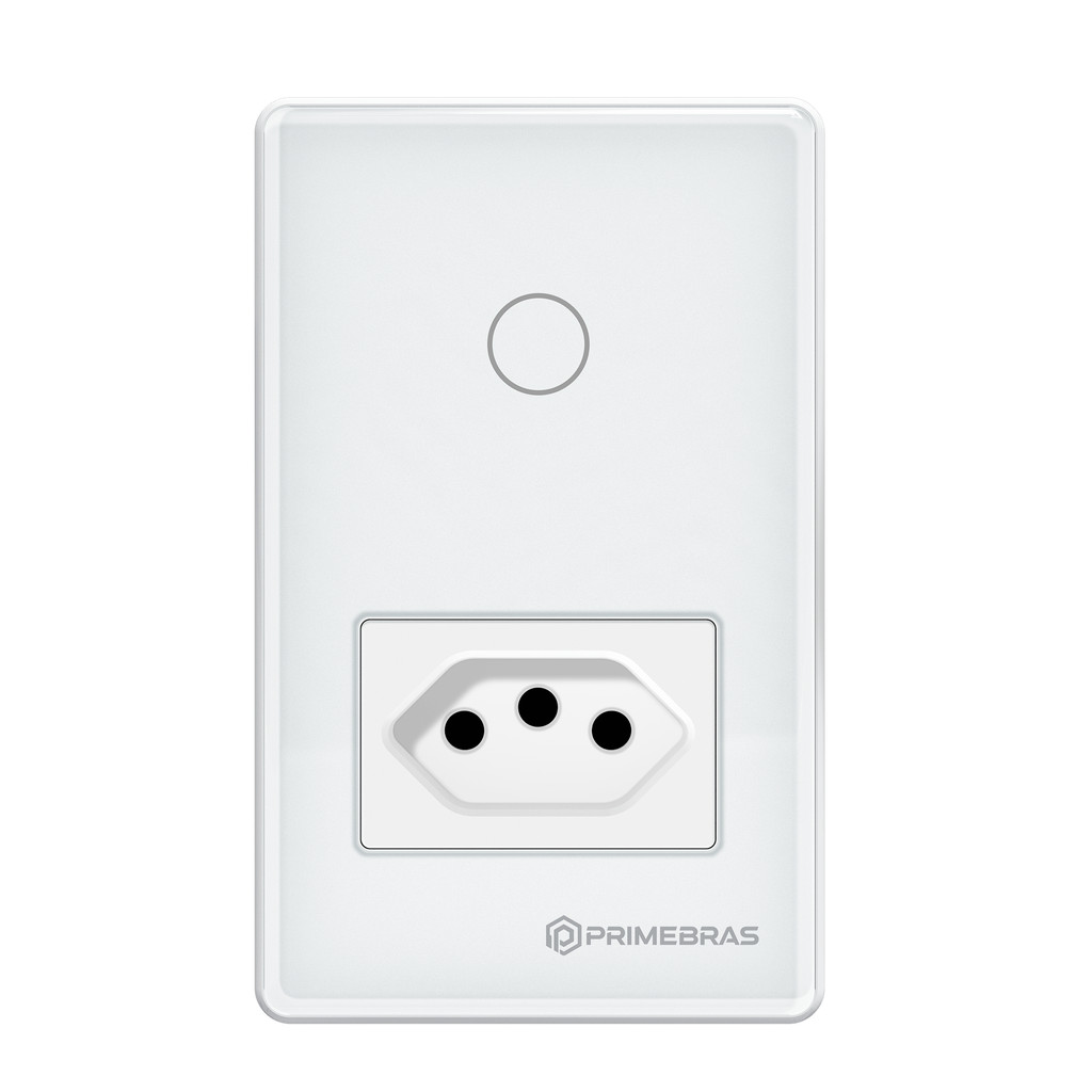 Interruptor Touch Inteligente Com Tomada Wifi Primebras TP1011 Branco