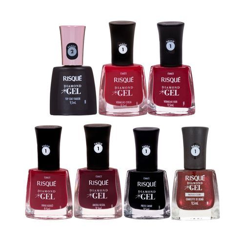 Kit Vermelho Perfeito Diamond Gel Risqué - 7 unidades em Oferta na Shopee