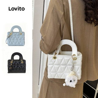 Lovito Elegante Bolsa De Ombro Pequena De Metal Liso Bolsa De Ombro Pequena Para Mulheres LNA32093 (Branco/Azul/Preto) em Oferta na Shopee