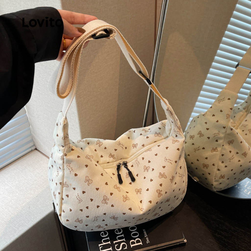 Lovito Casual Grande Capacidade Top Handle Bolsa Tote para Mulheres LFA104022 em Oferta na Shopee