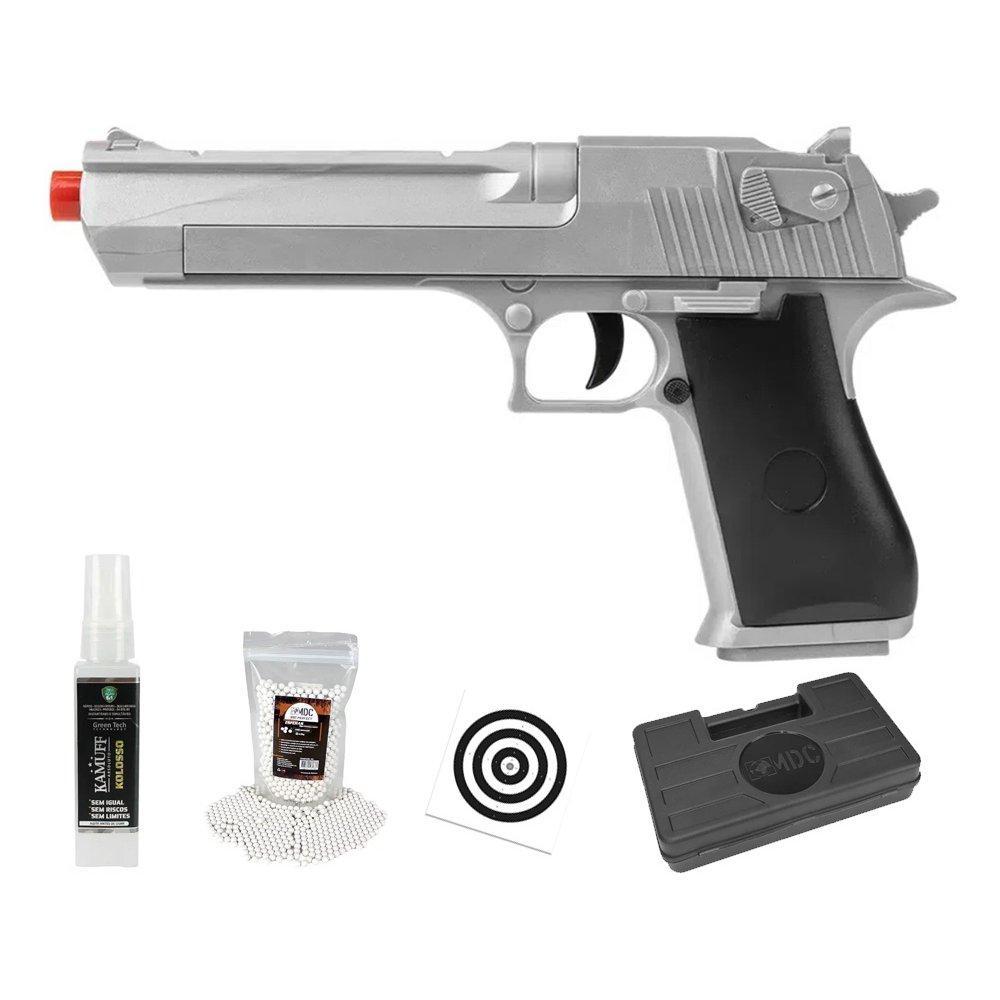 Pistola Airsoft VG Desert Eagle Silver V30 Mola 6,0+ Kit PRO em Oferta na Shopee