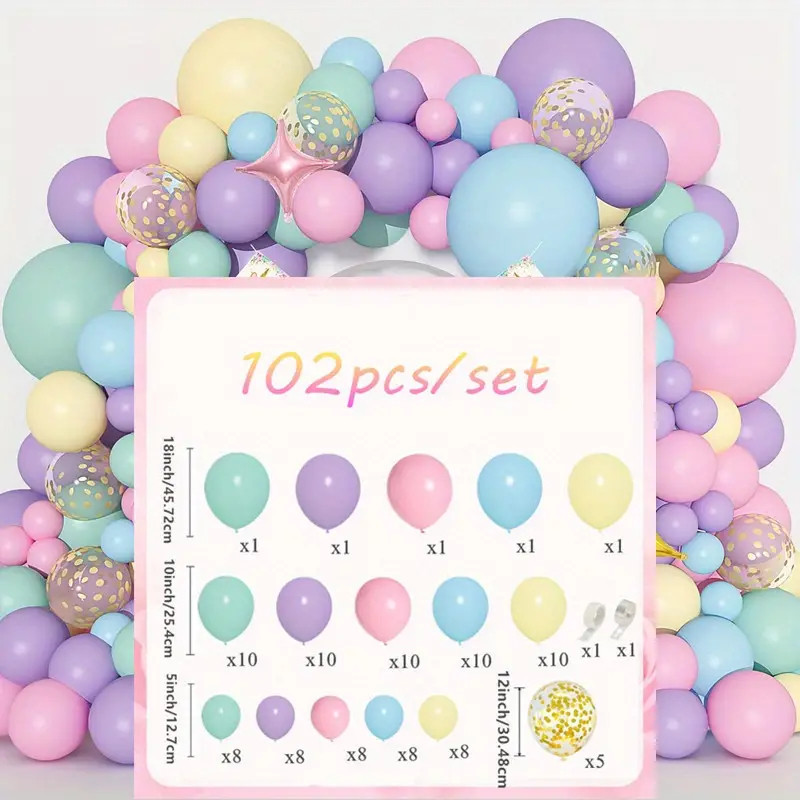 Kit 102 Peças Balões 5 10 12 18 Coloridos Macaron | Para Festas e Aniversários | Com Fita