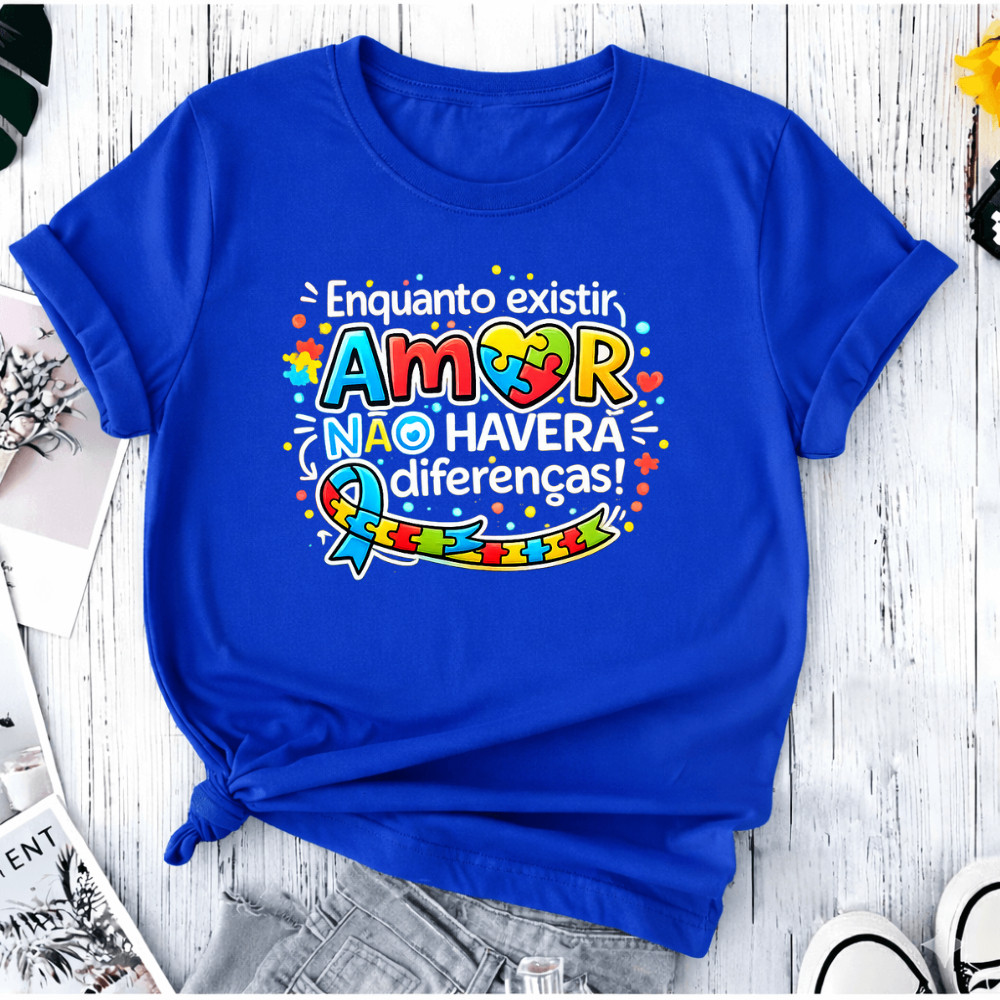 Blusa Tshirt Autismo Feminina Algodão Camiseta Autista Premium Leve