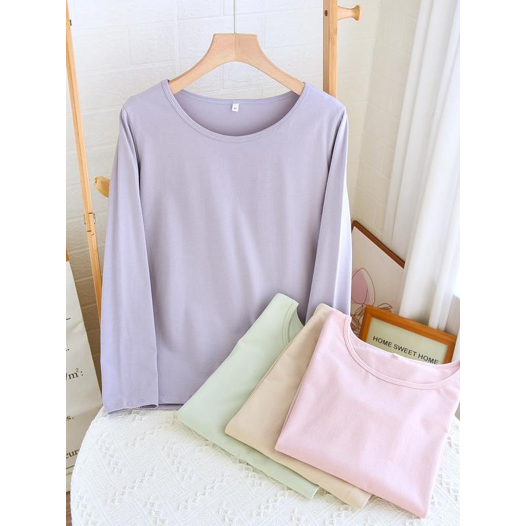 Lycra algodão outono roupas senhoras topo de uma peça outono inverno estilo fino puro algodão malha algodão camisa de fu