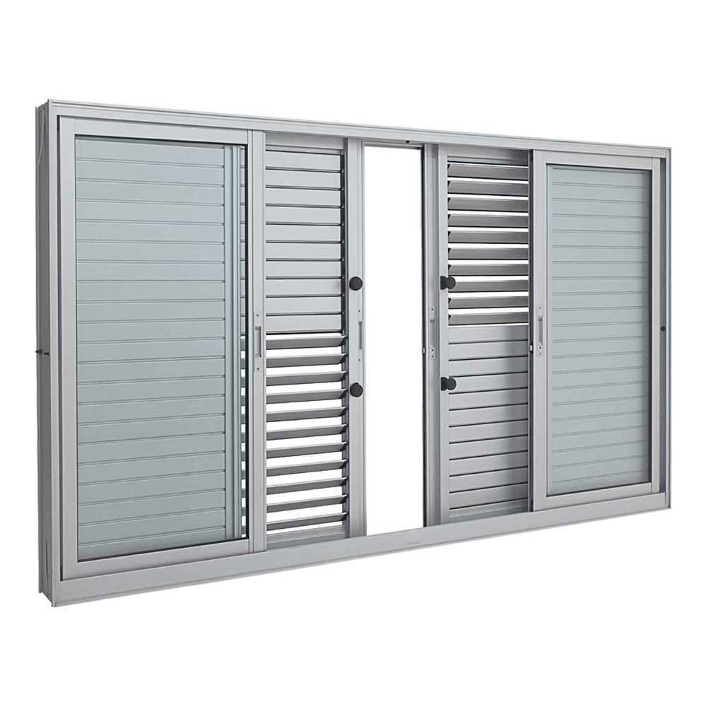Janela Veneziana Multiflex em Alumínio 120 x 150 x 14 cm 6 Folhas Aluminium Sasazaki