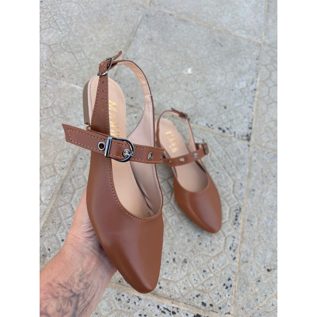Sapatilha Feminina Manu Confort Slingback Caramelo