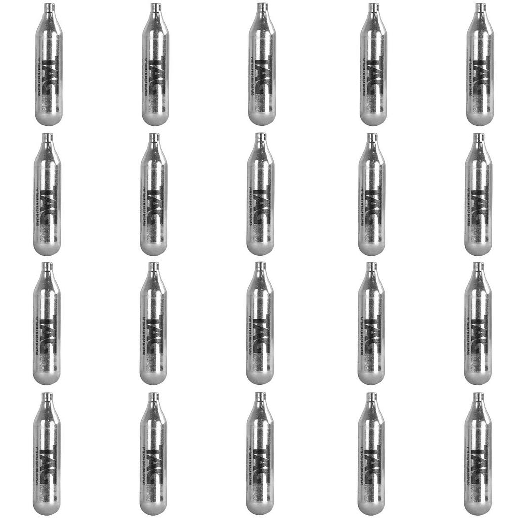 Kit 20 Cilindros CO2 12g TAG Sem Rosca Airsoft Pressão