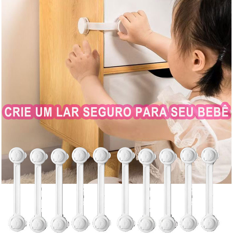 Kit 10/5/2 trava de gaveta para bebe Und trava de geladeira Protetor Protecao Bebe Branco