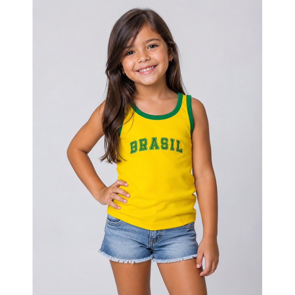 Regata Canelada Infantil Brasil Menina Seleção Brasileira