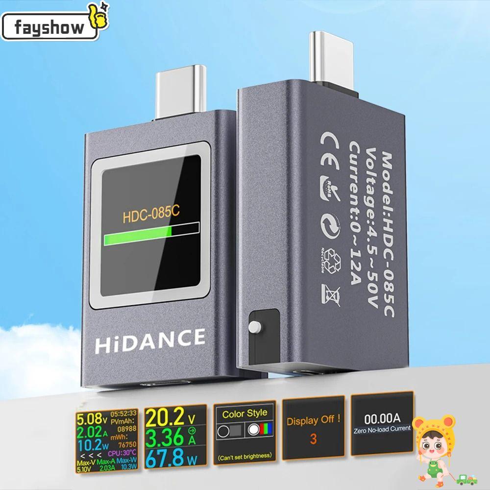 Testador USB Tipo C FAYSHOW , Medidor De Energia Com Display Colorido LED De Carregador , Amperímetro Giratório
