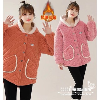 Novo estilo velo-velo quente moda casaco engrossado algodão-acolchoado jaqueta casaco curto Loungewear feminino veludo