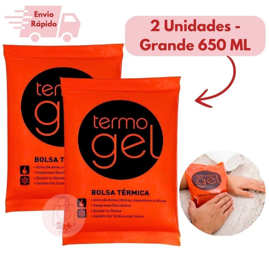 Kit 2 Bolsas Térmicas Termo Gel Grande 650 ML Para Compressa Quente Ou Fria
