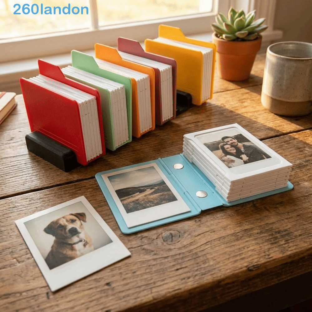 Moldura Dobrável LANDON , Álbum De Fotos Quadrado De Plástico , Mini De Mesa Com Design De Dobradiça Simples