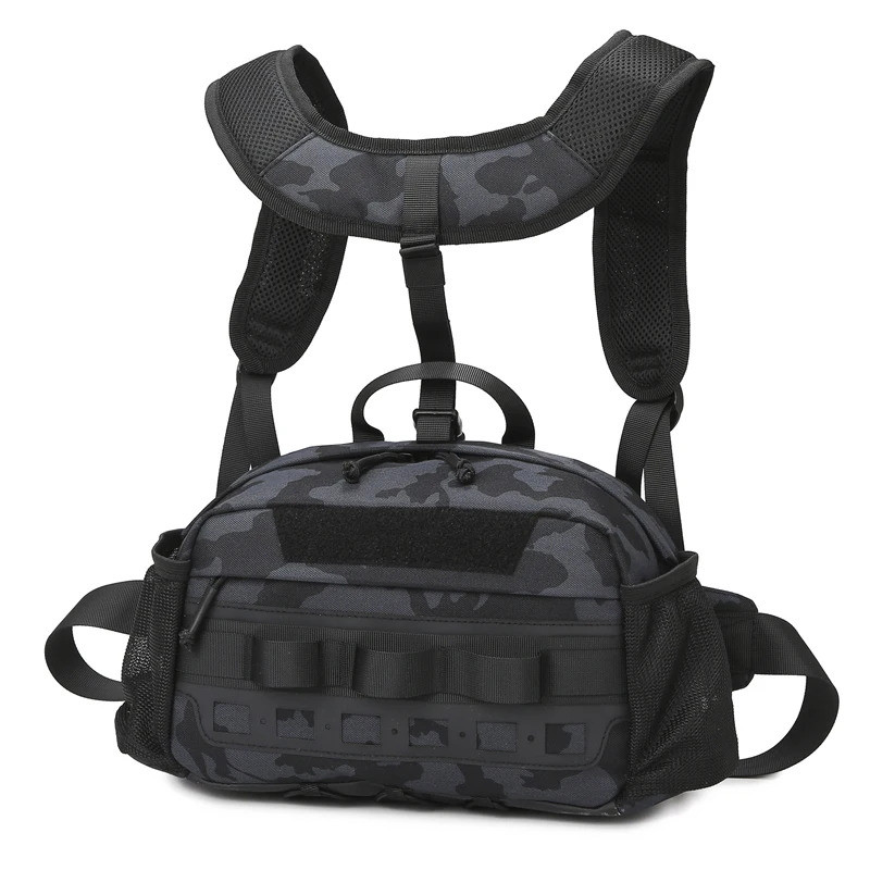 Colete de Hiking Masculino, Mochila, Bolsa Tática de Pesca, Bolsa de Peito Utilitária, Bolsas de Cintura Molle, Mochila