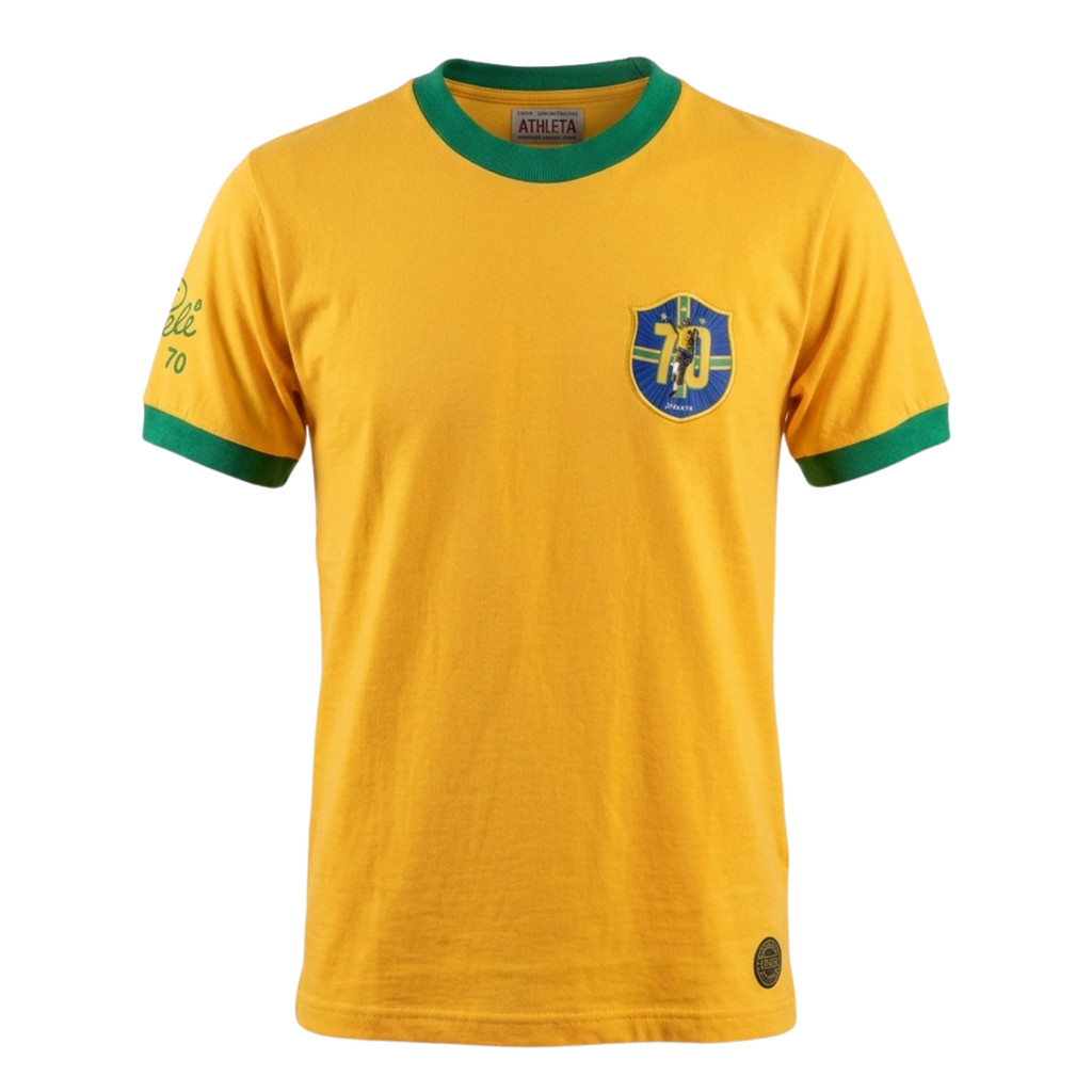 Camiseta Retro Athleta Pelé 1970 - Amarela