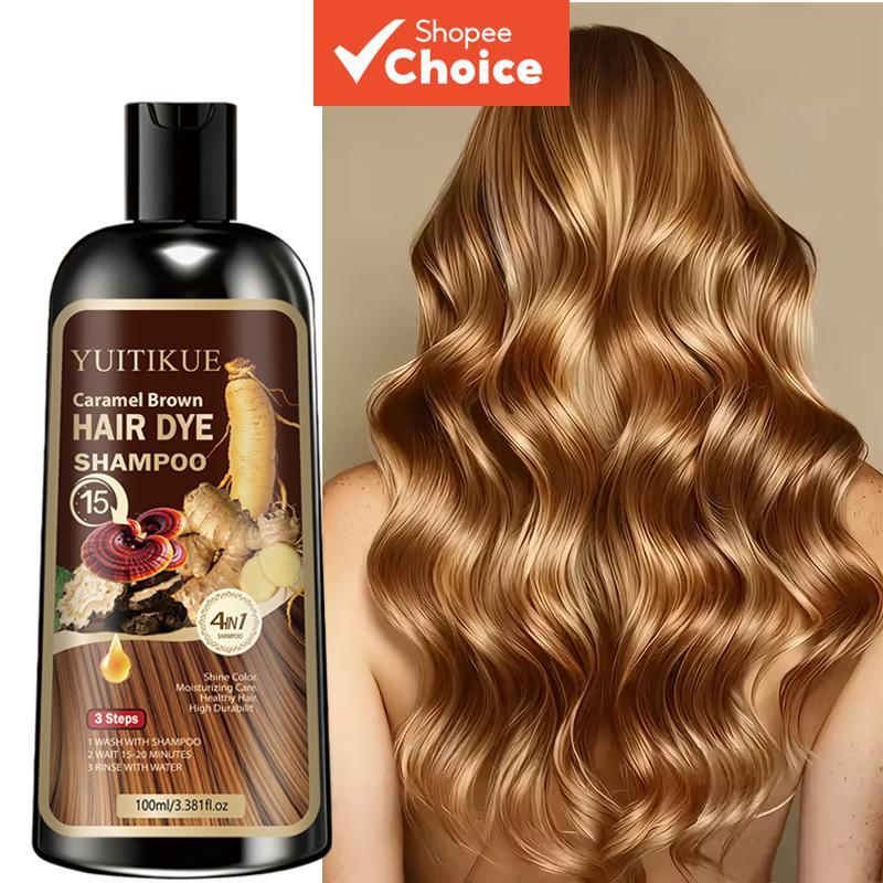 Shampoo de tintura de cabelo castanho, feito com pigmentos naturais de plantas, shampoo de cor de cabelo seguro para o