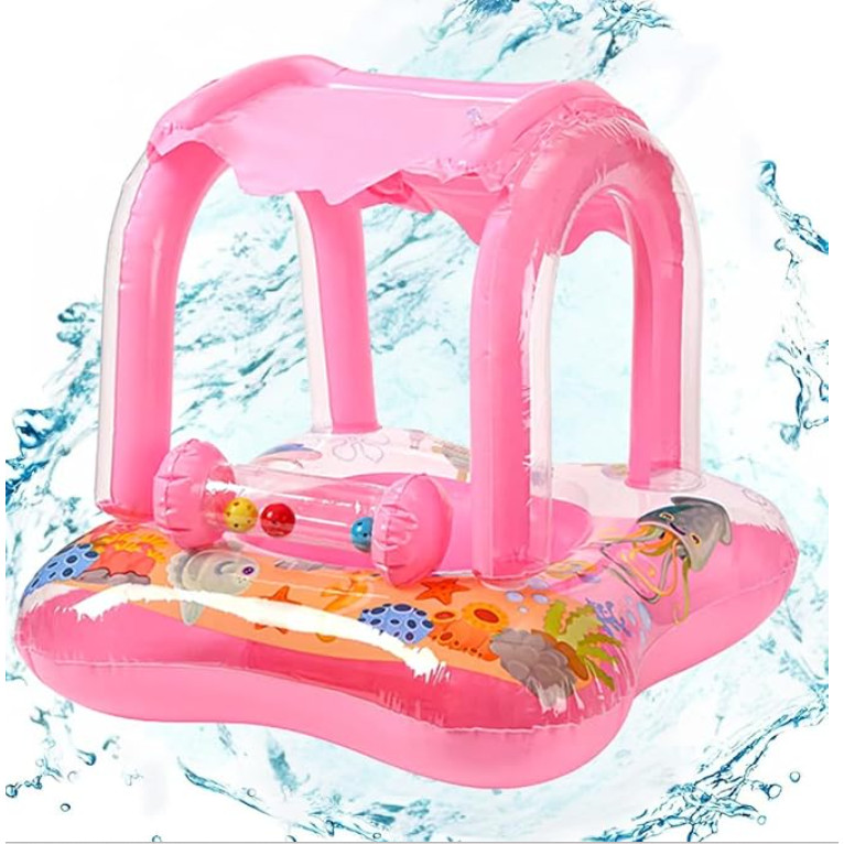 Boia  Bote Infantil Reforçada Bebê 65x65Cm Com Cobertura Baby (Rosa)
