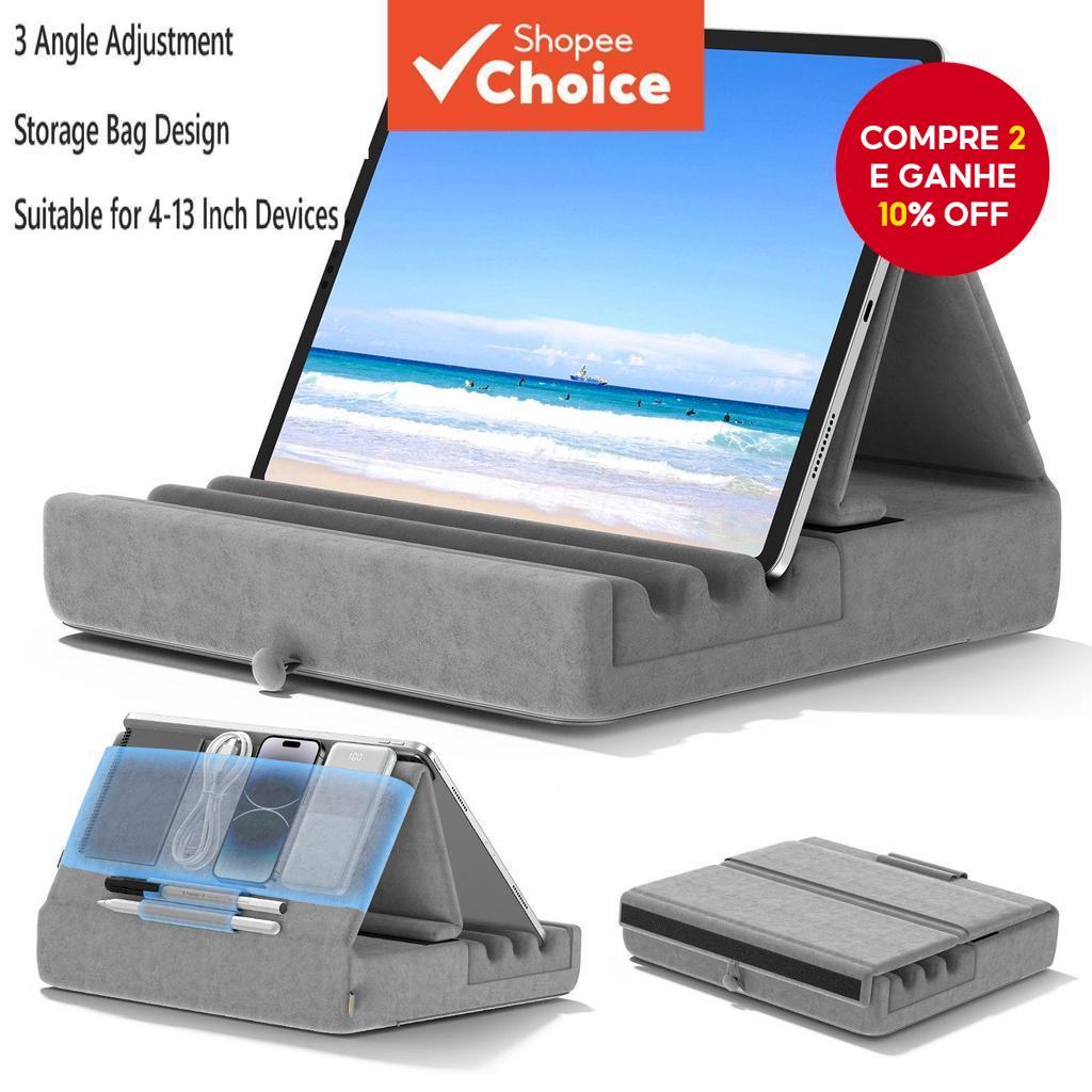 Suporte De Travesseiro Para Tablet , Celular Dobrável E Ajustável Com Bolso Estilete em Oferta na Shopee
