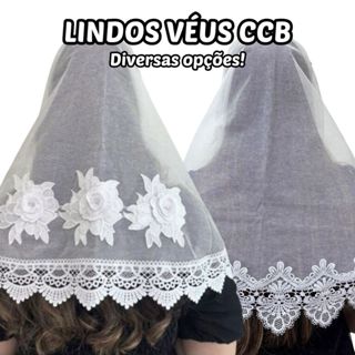 Véu Ccb Congregação Diversos Modelos com Aplique Renda Guipir Floral Adulto em Oferta na Shopee