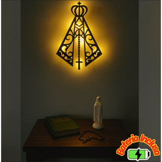 Quadro Vazado LED Nossa Senhora Aparecida–Decorativo, Religioso e Iluminado para Quarto s…