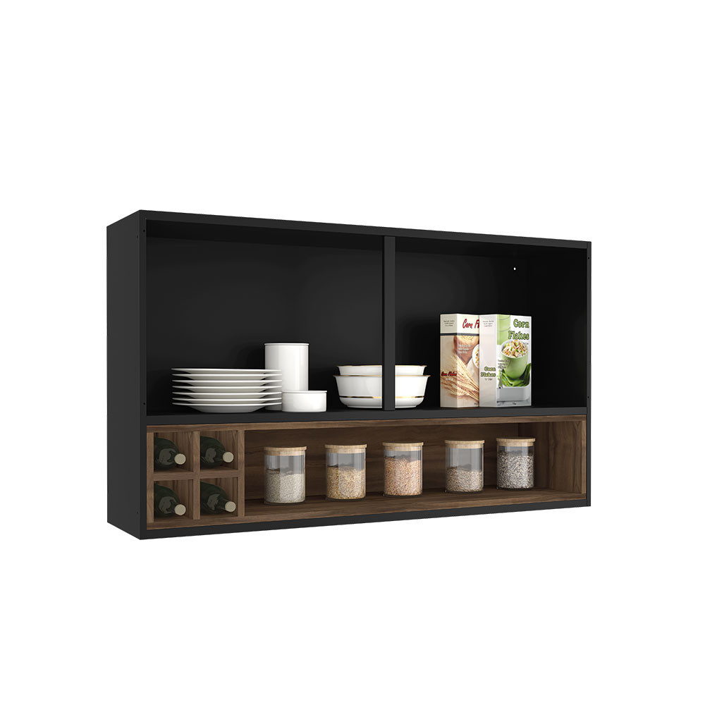 Armário Aéreo de Cozinha Exclusive Itatiaia 2 Portas e Nicho Garrafeiro em Oferta na Shopee