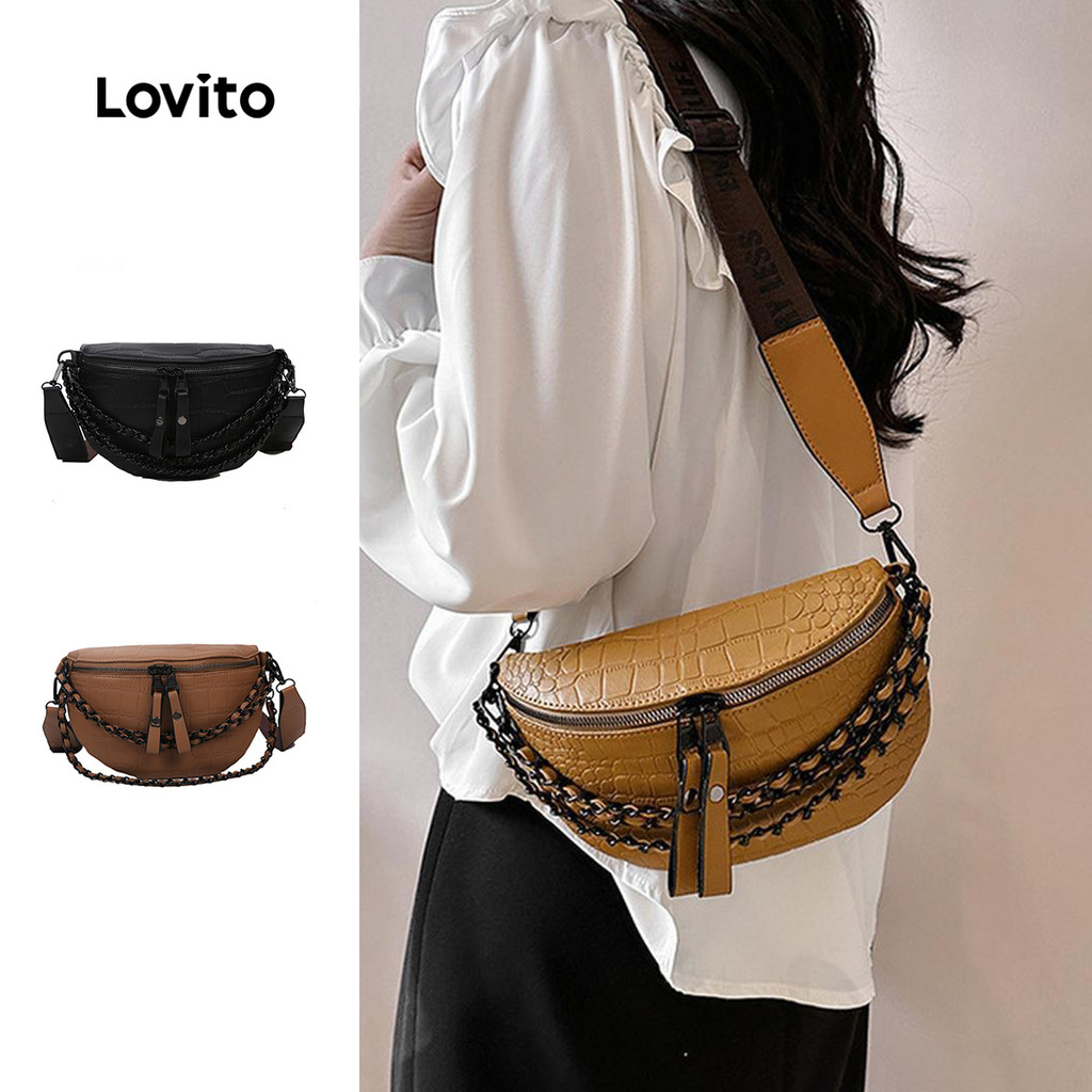 Lovito Bolsa de ombro pequena casual com corrente simples para mulheres LFA57077 em Oferta na Shopee
