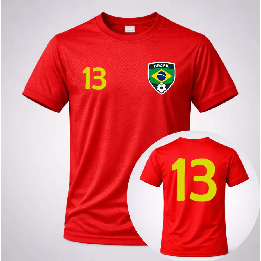 Camiseta Unissex Dryfit Premium Seleção Brasileira Vermelha