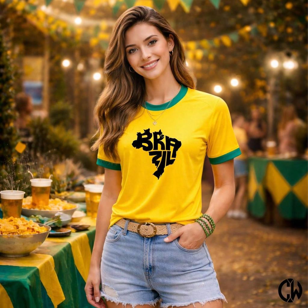 Camiseta Camisa DryFit Mapa do Brasil Copa do Mundo Jogador Futebol Lançamento