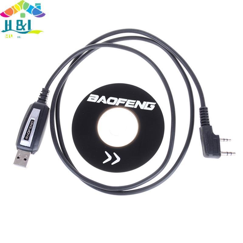 H & L Alto-Falante 1 Conjunto De Cabo De Programação USB 2 Pinos Com CD De Software Para Rádios Baofeng UV-5R BF-888S {