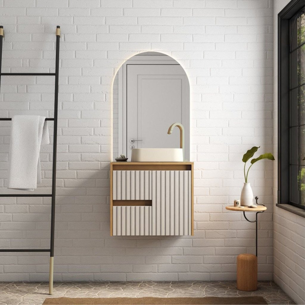 Gabinete para Banheiro em Madeira Kyoto 60 Branco/Jequitiba/Offwhite