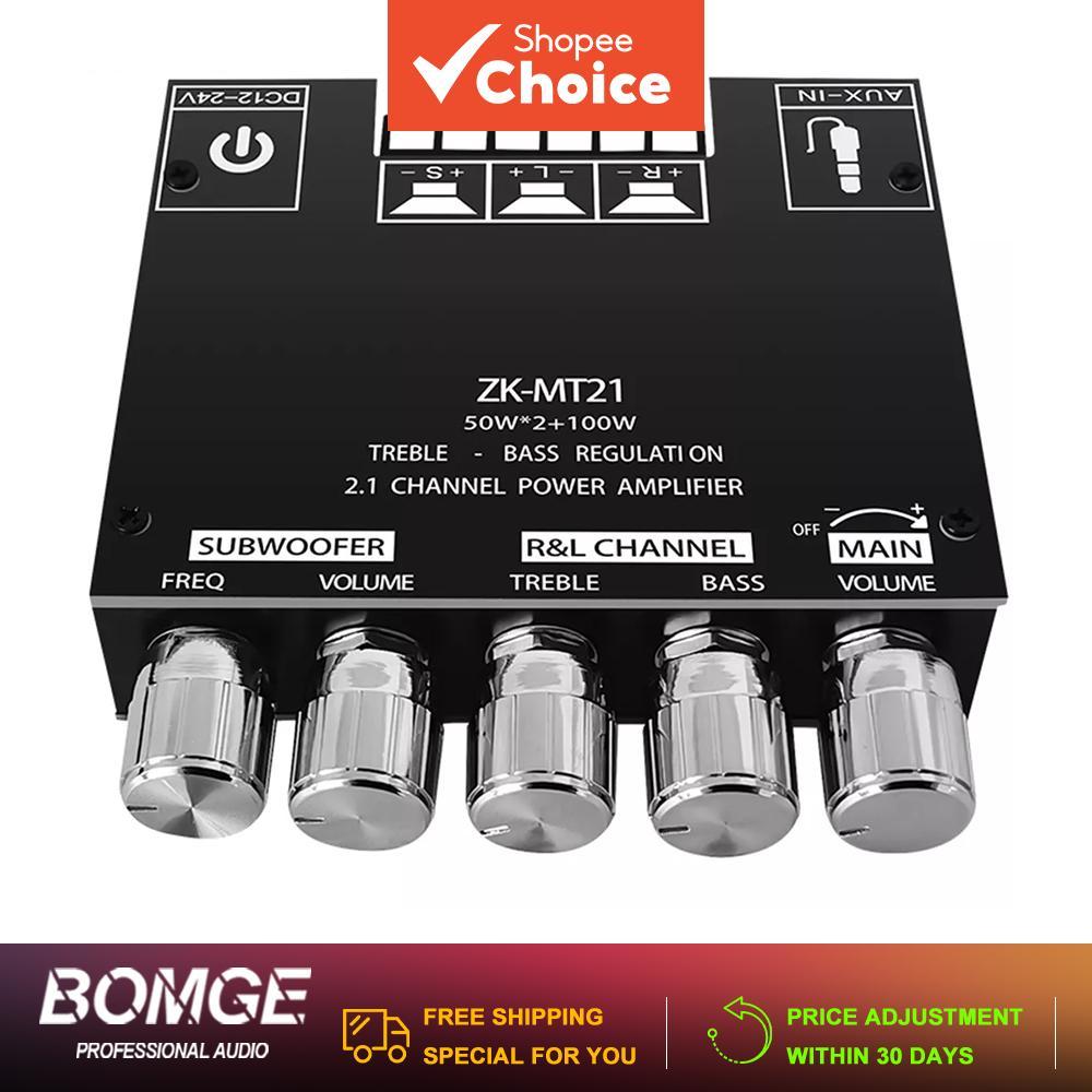 Módulo amplificador digital ZK-MT21, suporta saída estéreo 50W×2 + subwoofer 100W, com ajuste de tonalidade, adequado
