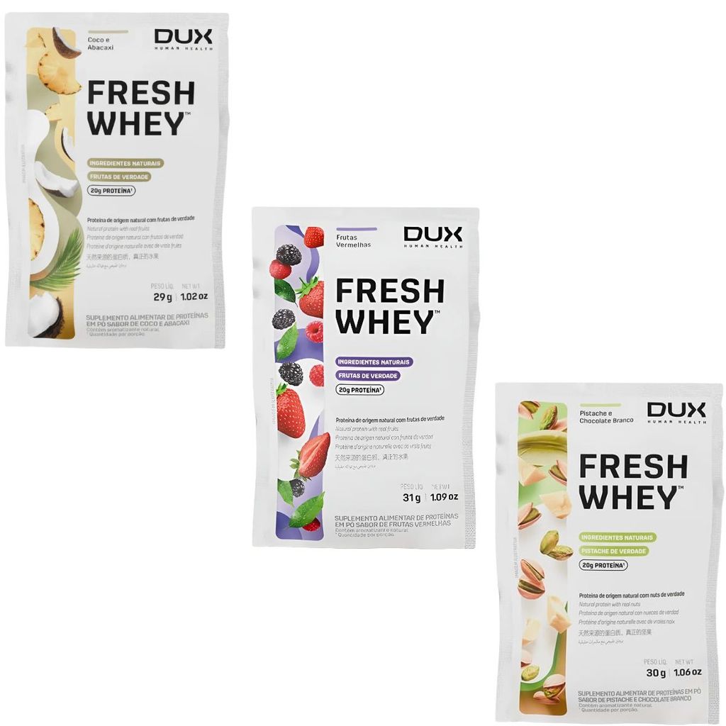 Kit com  03 Unidades Fresh Whey Dux Nutrition Sachê