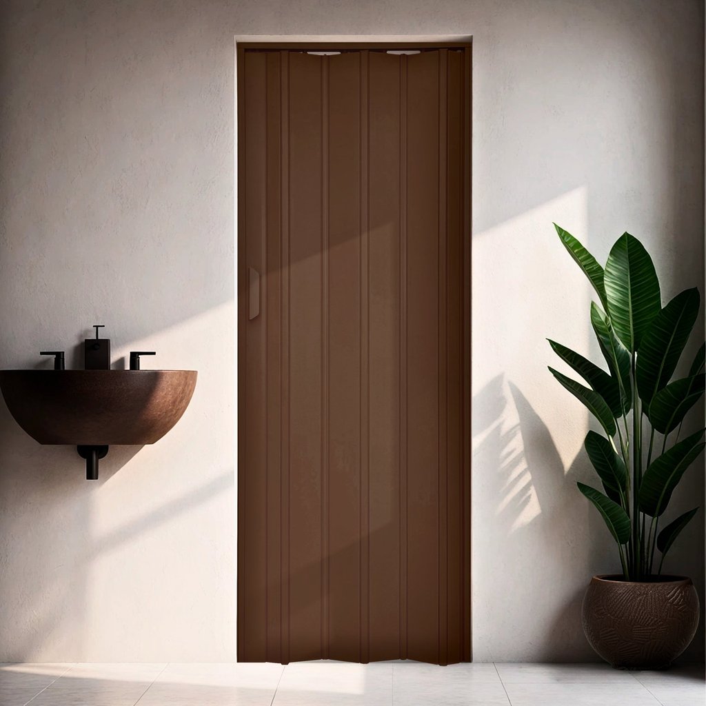 Kit com 2 Portas Sanfonada de PVC 210x135cm Bariri Marrom/Coffe