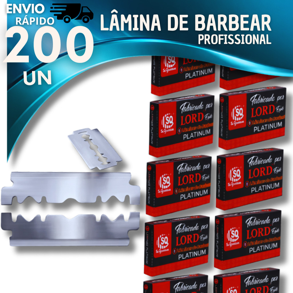 Conjunto PROMO 200 Lâminas Lord Platinum Para Barbeiros Profissional  Gillette Aço Inox Durável Utilidades