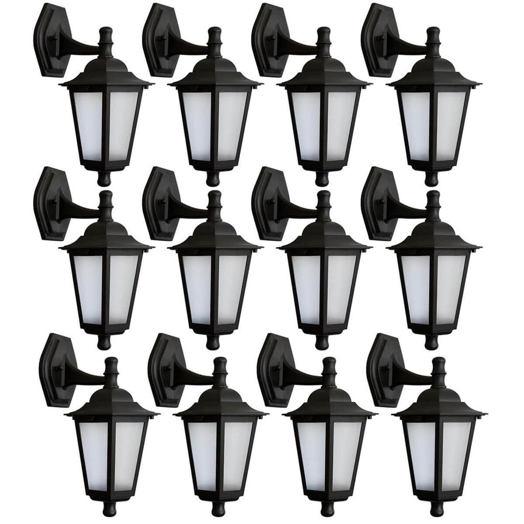 Kit 12 Arandelas Coloniais Pretas Bivolt Luminárias de Parede Grega Jardim Pátio Dital