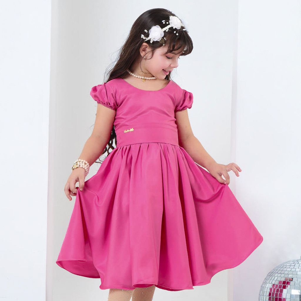 Vestido Infantil Rosa Escuro - Festas, Formatura, Aniversário, Batizado, Casamento