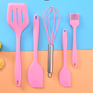 Kit 5 Peças Utensílios de Cozinha Silicone Colher Espátula Fue Espátula Pequena Pincel