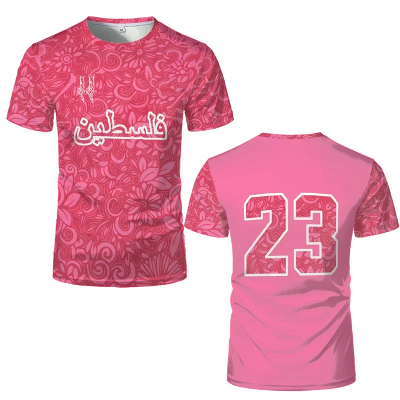 Moda Palestina Bandeira Camisa De Futebol Tendência Verão Tripulação Pescoço 3D Emblema Nacional Impresso Esportes T Cas