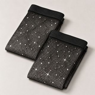 Kit 2 Meias Arrastão Com Strass Feminina Elasticidade Alta Look Festa Elegante