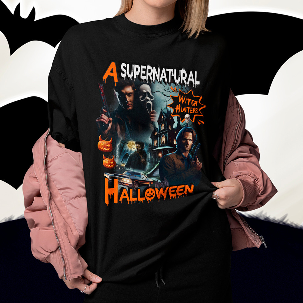 Camiseta Supernatural Halloween Witch Hunters Camisa Dean E Sam Winchester Série Sobrenatural