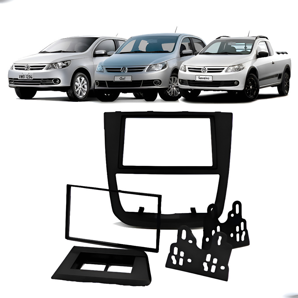 Moldura Fiamon para Central Multmídia 2Din 7" Compatível Volkswagen Gol Saveiro Voyage G5 Kit Fixação Encaixe Perfeito em Oferta na Shopee