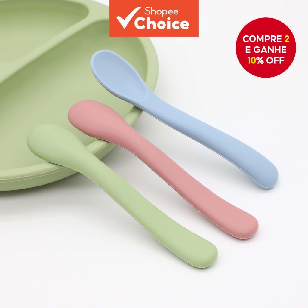 Colher De Treinamento De Silicone Com Ponta Macia Para Bebês De Primeiro Estágio Alça Fácil O Natal